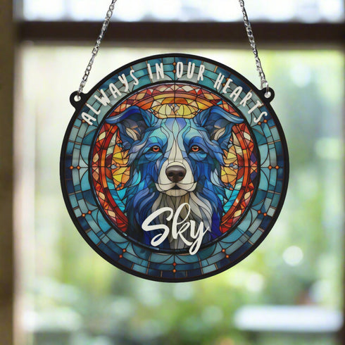 Border Collie Memorial Stained Glass Effect Suncatcher